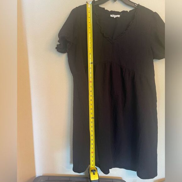 Copper Key short sleeve black gauze tie back dress with elastic sleeves XXL - Picture 5 of 6